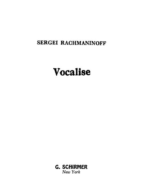 Vocalise (for low/medium voice and piano)