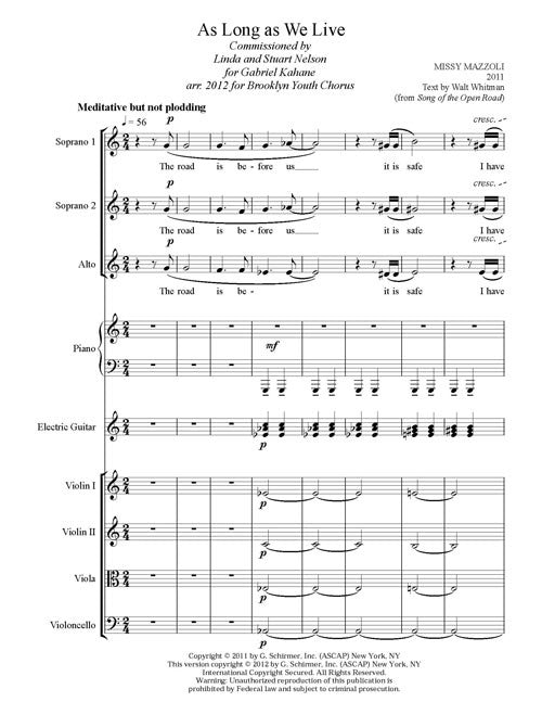 As Long As We Live (SSA And Ensemble)