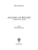 As Long as We Live (High Baritone and Piano)