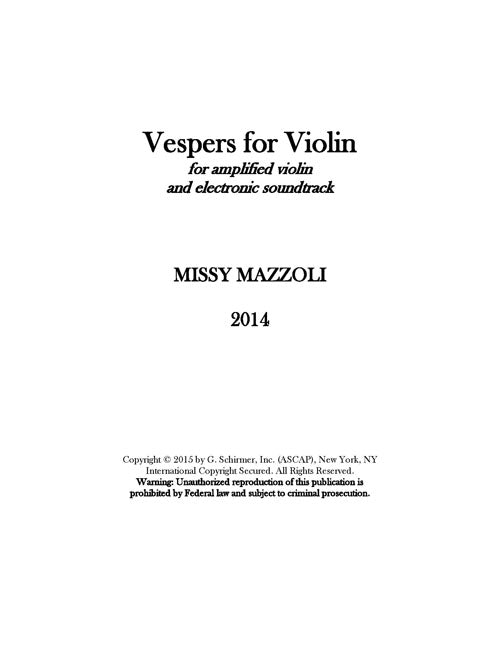 Vespers for Violin