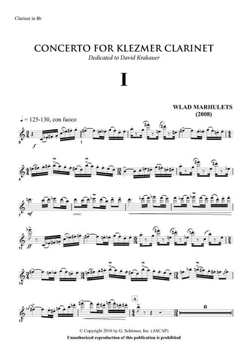 Concerto for Klezmer Clarinet (part for clarinet in Bb)