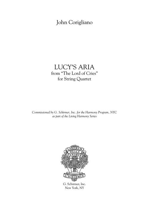 Lucy's Aria, from 'The Lord of Cries'