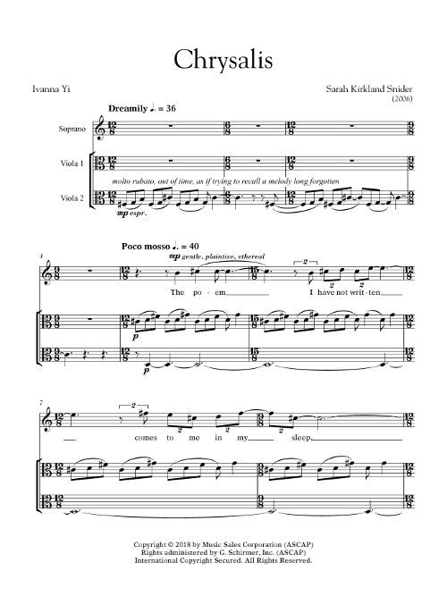 Chrysalis (for soprano and two violas) - Digital