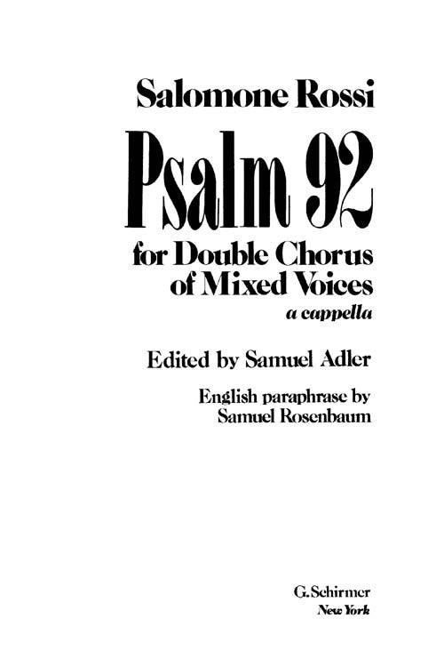 Psalm 92 (for double chorus of mixed voices)