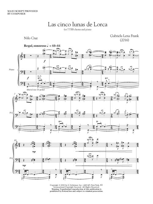 Las cinco lunas de Lorca (The Five Moons of Lorca, set of 10 octavos)