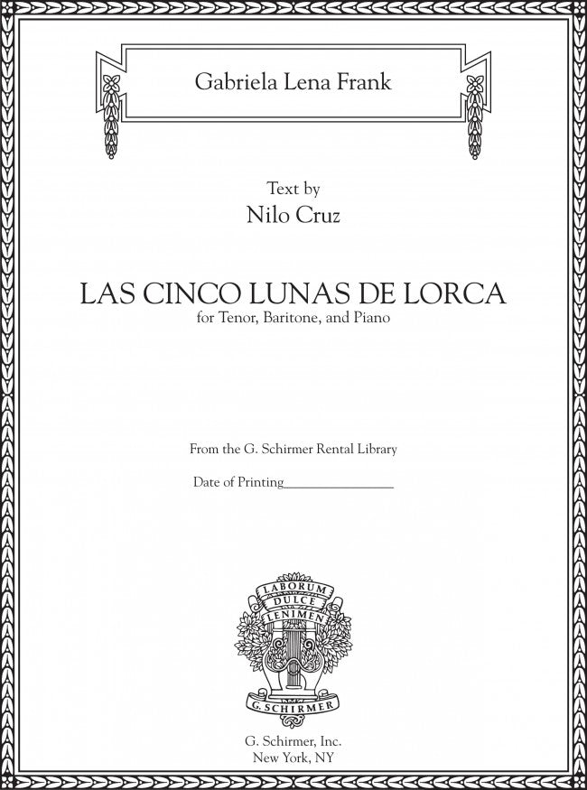 Las cinco lunas de Lorca (The Five Moons of Lorca, for tenor, baritone, and piano)