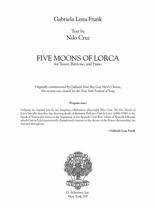 Las cinco lunas de Lorca (The Five Moons of Lorca, for tenor, baritone, and piano)
