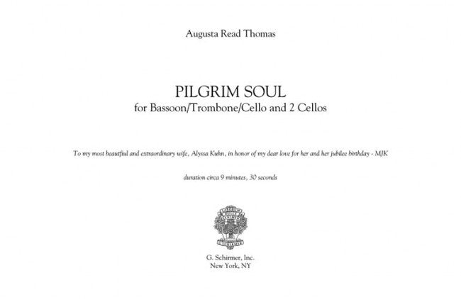 Pilgrim Soul, for solo bassoon and 2 cellos