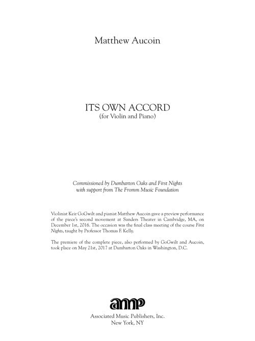 Violin Sonata: Its Own Accord