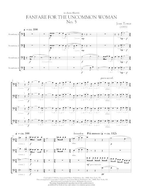 Fanfare for the Uncommon Woman No. 5, for trombones