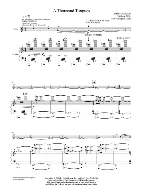 A Thousand Tongues (violin and piano version)