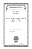 You Must Feel With Certainty