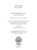 Who Owns the Land? (for tenor and ensemble, from Proving Up)