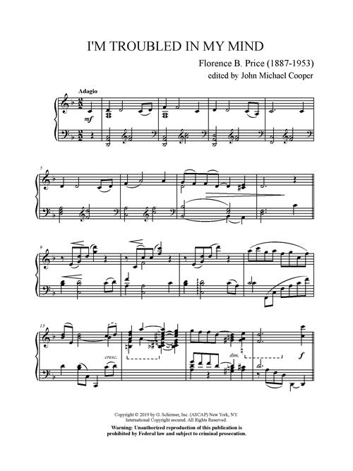 I'm Troubled in My Mind for piano