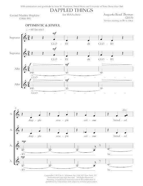 Dappled Things (SSAA, starting on B-flat)