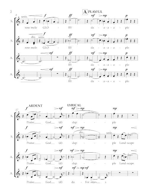 Dappled Things (SSAA, starting on B-flat)