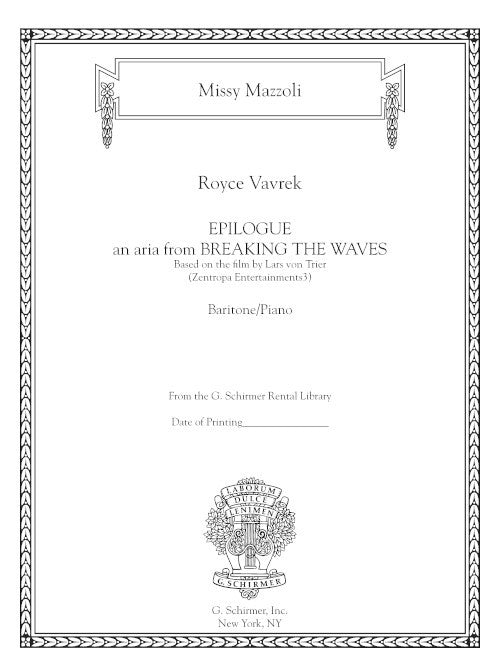 Epilogue (for baritone and piano, from Breaking the Waves)