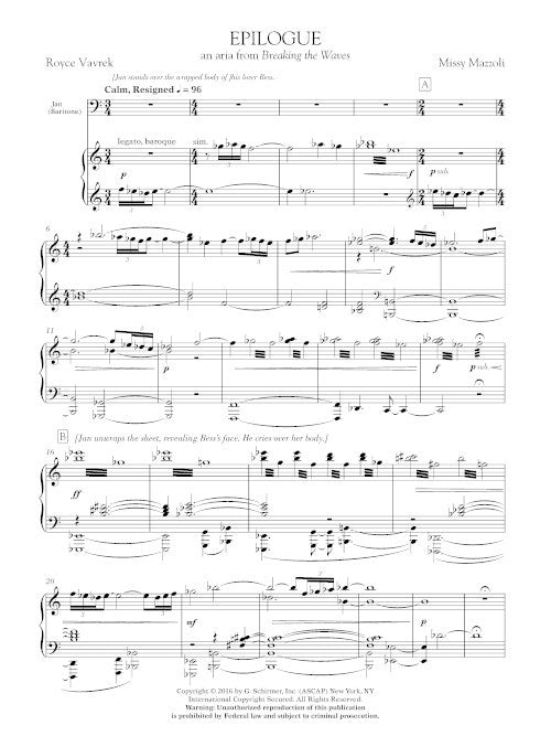Epilogue (for baritone and piano, from Breaking the Waves)