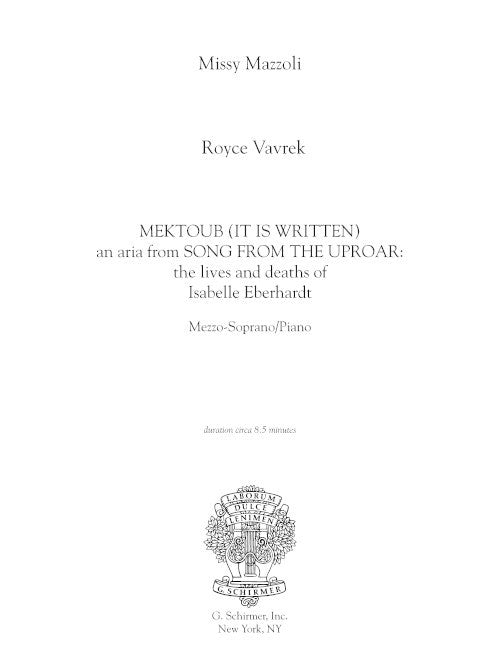 Mektoub (It Is Written, from Song from the Uproar)