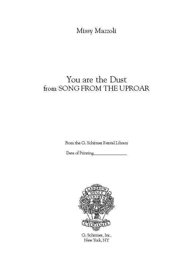 You Are the Dust (from Song from the Uproar, for voice and ensemble)